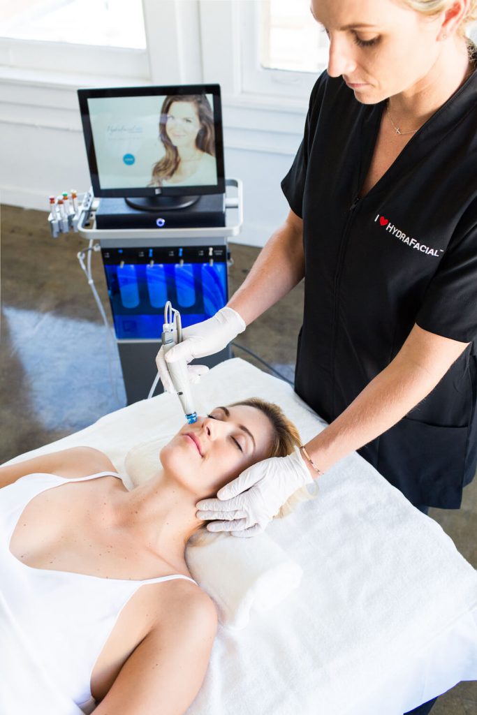 Woman receiving HydraFacial treatment