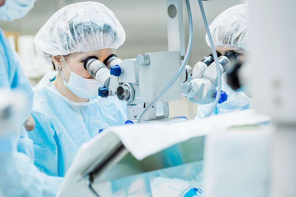 Doctor conducting cataract surgery