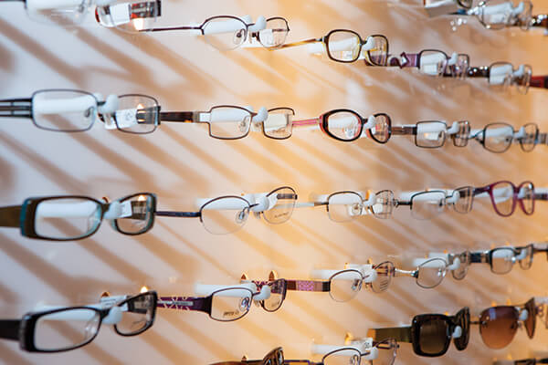 Eyewear frames in optical shop